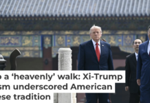 China’s President Xi Jinping and U.S. President Donald Trump visit the Temple of Heaven in Beijing on May 14, 2026. Brendan Smialowski/Getty Images